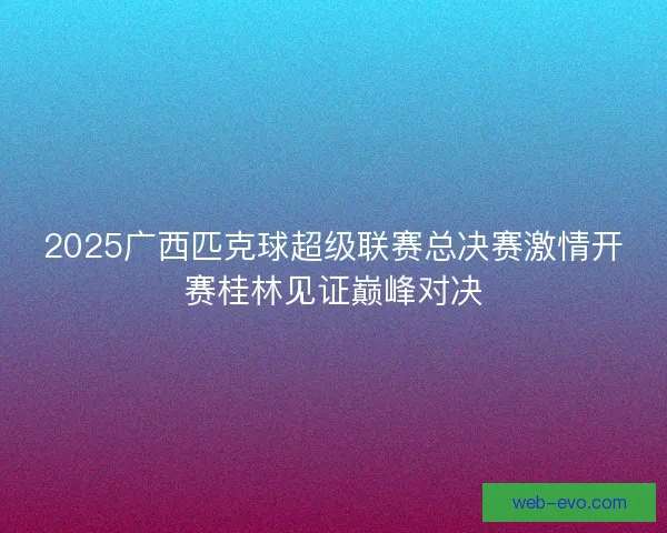 2025广西匹克球超级联赛总决赛激情开赛桂林见证巅峰对决